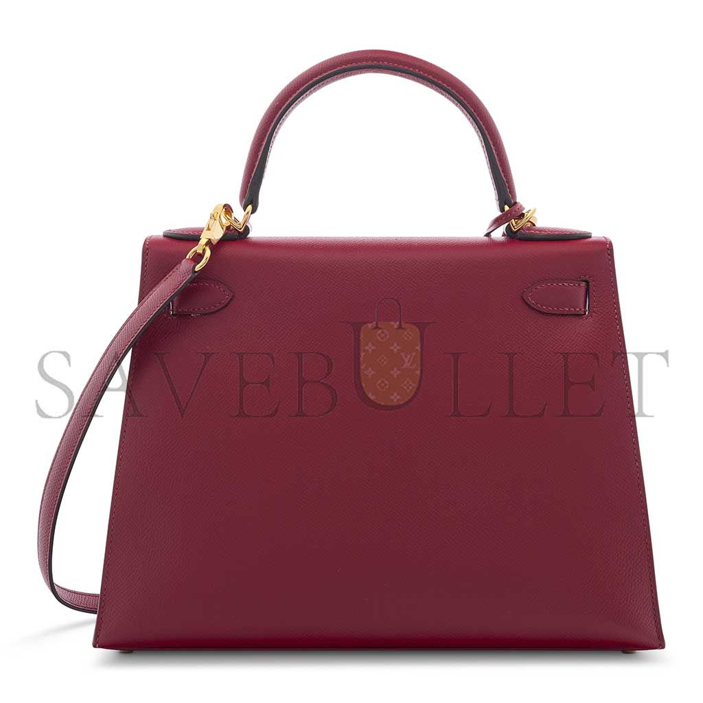 HERMÈS MASTER A ROUGE GARANCE EPSOM LEATHER SELLIER KELLY 28 WITH GOLD HARDWARE (28*22*10cm)